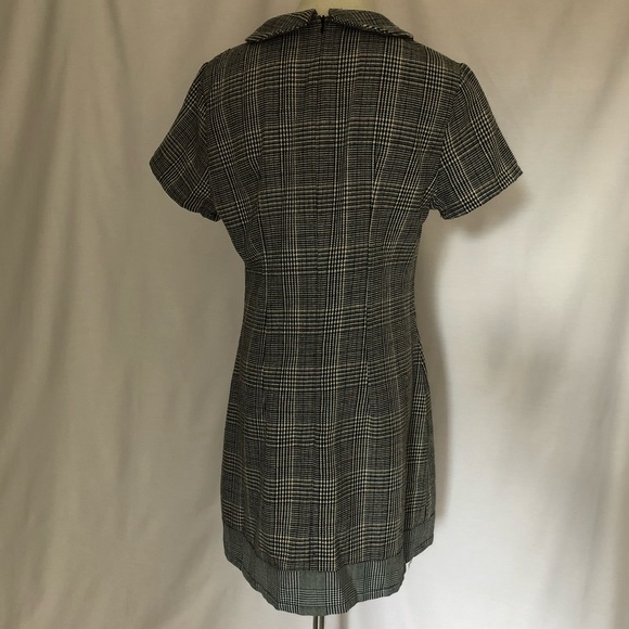 SHEIN Grey plaid Peter Pan collar dress SIZE Lge - Picture 4 of 7